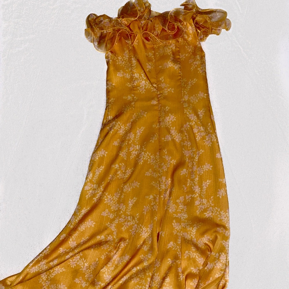 Anthropology yellow off the shoulder dress